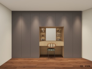 Armoire de rangement sur mesure Balom <span class=keywords><strong>en</strong></span> <span class=keywords><strong>bois</strong></span> massif pour chambre principale, avec coiffeuse intégrée - Product Image 5