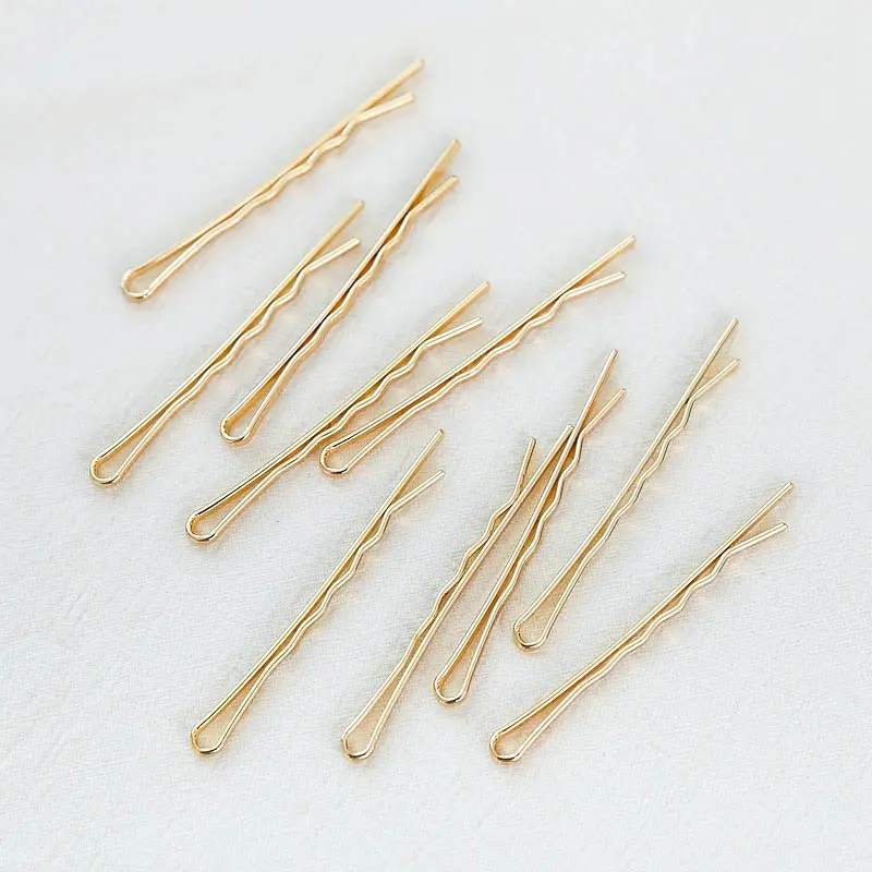 10Pcs/Set Gold Alloy Wave Luxury Custom DIY Fancy Hair Accessories Women Bobby Pins Clips For Girls Ladies