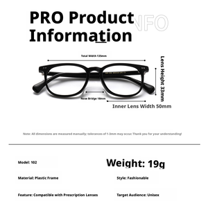 NN-102 Full Rim Oval <b>Eyeglasses</b> Anti-Uv Lightweight Resin Lens Unisex Adult Vision Correction <b>Frames</b> - Product Image 2