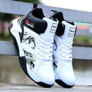 Chaussures de basket pour hommes en cuir PU, style haute tige et semelle épaisse, tendance printemps-été, vente en gros. - Product Image 2