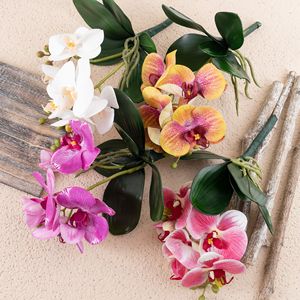 ฮารุนะ ฟาแลนนอปซิส กล้วยไม้ประดิษฐ์ ก้านสั้น สีชมพู สีส้ม สีแดงกุหลาบ ตกแต่งบ้านงานแต่งงาน ผ้าพีวีซีเคลือบเงา - Product Image 2