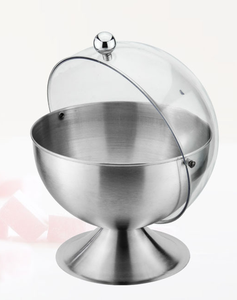 Acero inoxidable 304 almacenamiento de alimentos cremas de azúcar <span class=keywords><strong>ugar</strong></span> Pot Sugar Bowll con tapa visible de PP - Product Image 6