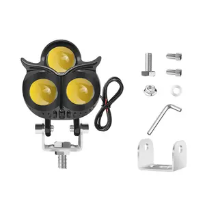 3 ống kính xe máy Đèn pha LED Owl thiết kế nhấp nháy đèn flash đèn trắng vàng cao thấp chùm xe tay ga tự động Sương Mù Ánh Sáng