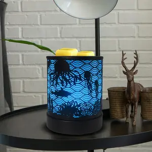 Grosir Lilin Pola Ubur-ubur Logam Hitam Melt Hangat Warna Berubah Led Listrik Lilin Meleleh Pembakar