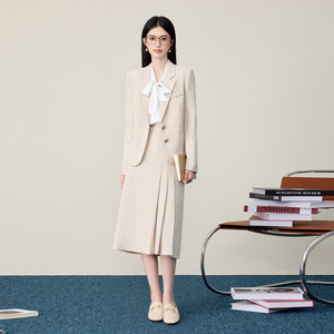 Women's Black Suit Set Midi Skirt Full Sleeve Office Lady Anti-Wrinkle Polyester Spring Autumn Formal Work Attire - Product Image 3