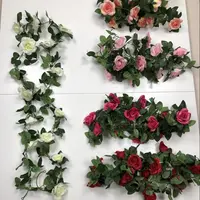 Di alta qualità 220 centimetri di seta artificiale del fiore della rosa ghirlanda rosa vite decorativa di fiori di vite per sfondo di nozze decorazione