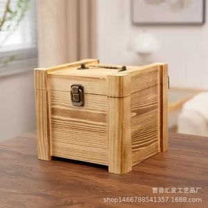 Wooden Storage <b>Box</b> Rectangular 6 Inch Solid Wood <b>With</b> <b>Lid</b> For Tea And Miscellaneous Items Desktop Organizer - Product Image 3