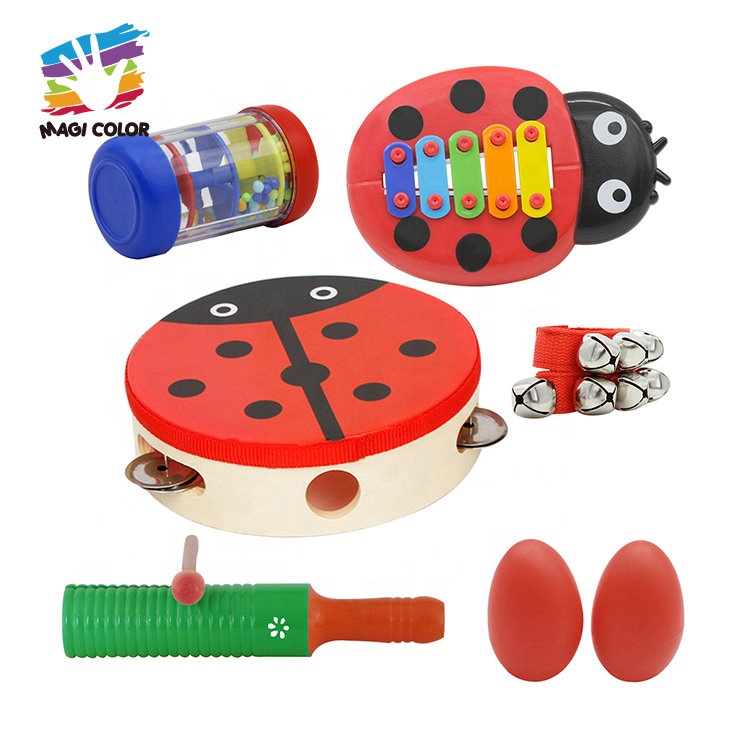 Оптовая продажа, детская развивающая музыкальная игрушка, 8 деревянных музыкальных инструментов, набор W07A165