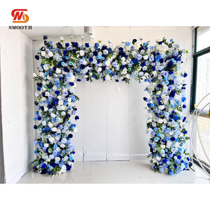 Handmade Blue Series <b>Rose</b> Flower <b>Arch</b> Smooth Soft Metal Backdrop <b>for</b> Valentine's Day Event Stage Decoration Includes Artificial - Product Image 5