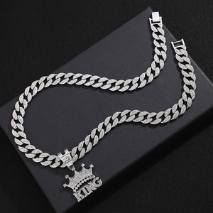 Vòng cổ dây chuyền Hip Hop mạ vàng bạc 18K, hợp kim, kiểu vương miện, dành cho nam nữ, kích thước 18, 20, 22, <span class=keywords><strong>24</strong></span> <span class=keywords><strong>inch</strong></span>, bán buôn từ xưởng. - Product Image 6