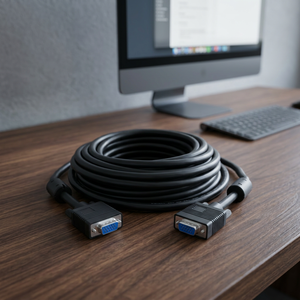 สาย VGA ยาว 20 เมตร - ปลอกหุ้ม PVC เส้นผ่านศูนย์กลาง 5 มม. แกนอะลูมิเนียม แกนเฟอร์ไรต์ 3+9c  หุ้มฉนวนสีดำ บรรจุแบบม้วน สำหรับจอภาพ - Product Image 3