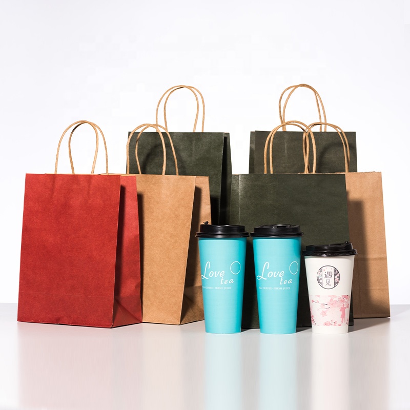 Kraft Paper Gift Bags with Fashion Design, Paper Carry Bags for Flower Packaging, Holiday Gifts and Cosmetic Boutique Packing