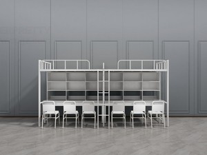 <span class=keywords><strong>Lit</strong></span> superposé en métal <span class=keywords><strong>de</strong></span> style moderne avec table intégrée pour dortoir, idéal pour écoles, hôtels, petits appartements et auberges <span class=keywords><strong>de</strong></span> jeunesse - Product Image 2