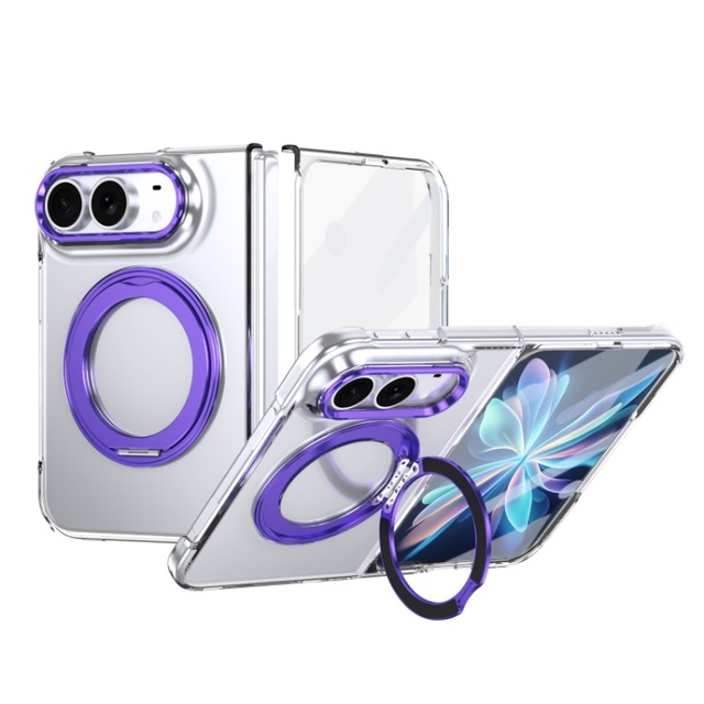 C0330 Fold High Transparency Slim Design 360° Bracket Magnetic Mobile Phone Cases Cover for iPhone Duo
