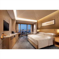 IDM Fabrik Massivholz Öko-Freundliches Hotel-Schlafzimmer-Möbelset Queen-Size-Bett Leder-Ottoman Maßgefertigte Größen für Apartment-Nutzung