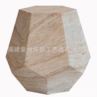 Table basse hexagonale de style méditerranéen en faux pierre, plateau en oxyde de magnésium, design minimaliste, luxe léger pour hôtels et extérieur