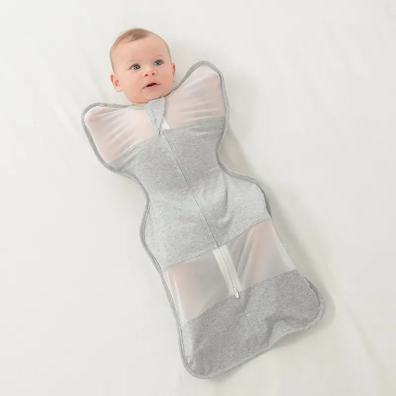 Baby anti-shock sleeping bag newborn Anti-startle swaddle bag with mesh Summer Jersey wrap baby anti-kick artifact