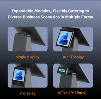 Terminal de point de vente (PDV) double écran Scangle Windows 11 OS avec écran VFD et scanner 2D pour petites entreprises