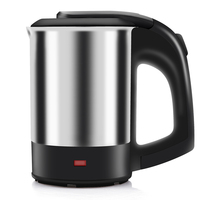 Bouilloire électrique de voyage en acier inoxydable de 0,5 L, petite et portable, avec 2 tasses et protection contre l'ébullition à sec