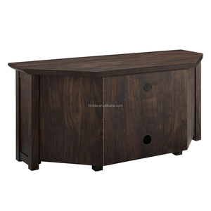 Meuble TV d'angle multifonctionnel <span class=keywords><strong>en</strong></span> bois style ferme moderne de 48 <span class=keywords><strong>pouces</strong></span> avec rangement ouvert, personnalisable, noir/noyer foncé, à poser au sol - Product Image 3