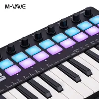 Teclado con controlador MIDI de 25 teclas, USB Mini, 16 almohadillas de batería RGB, 8 perillas, software de música Midis incluido, de 25 teclas, II, de 1 a 2, 1 a 2