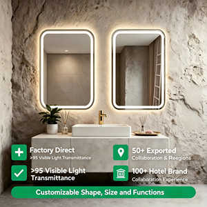 Espelho de Banheiro Inteligente LED Retangular Sem Moldura com Controle por Toque Iluminado Antiembaçante IP44 Venda Direta de Fábrica - Product Image 1