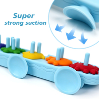 Jouets Montessori pour bébés, empilage et tri, jouet de bain en silicone en forme d'animaux marins arc-en-ciel avec ventouse pour enfants