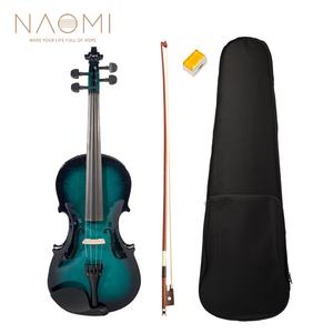 Violín acústico NAOMI 4/4 violín con estuche + arco + juego de colofonia violines de estudiante azul negro violín para principiantes - Product Image 3