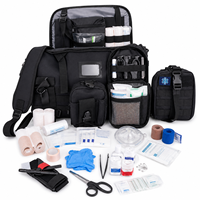 Sac médical tactique noir personnalisé OEM ODM, sac à bandoulière de premiers secours, kit d'urgence MOLLE avec pochette détachable