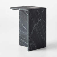 Table basse de salon Cammy Stone en marbre noir, style moderne de luxe, table d'appoint multifonctionnelle, mobilier de maison