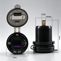 Chargeur de voiture USB-C 12V 24V à charge rapide, étanche, PD20W QC3.0 avec voltmètre et interrupteur pour camion, bateau, camping-car