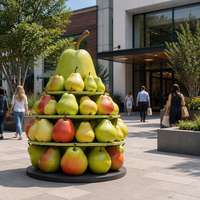 Sculpture de poire en résine de fibre de verre personnalisée, grande décoration de jardin extérieur, statue d'art en FRP colorée pour l'aménagement paysager de cour