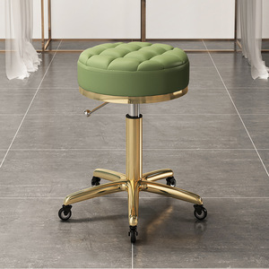 Chaise de Salon de Beauté Pivotante et Réglable en Hauteur avec Roulettes, Tabouret de Coiffure et <span class=keywords><strong>Manucure</strong></span> d'Extérieur avec Dossier, Chaise de Barbier en Métal - Product Image 6