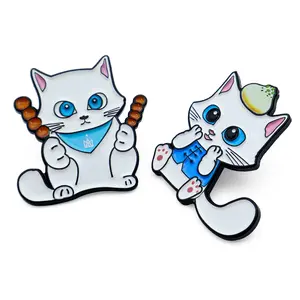 고양이 에나멜 핀 사용자 정의 귀여운 재미있는 부드러운 모자 핀 금속 공예 애니메이션 에나멜 핀 배지