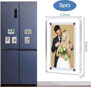 OEM Service 2.3*3.5inch Clear Picture <b>Frames</b> Freestanding Double Sided Magnetic Acrylic <b>Frameless</b> Square <b>Photo</b> Fridge Magnets - Product Image 2
