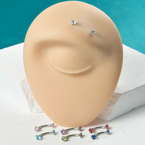 Anneau de sourcil en acier chirurgical incurvé <span class=keywords><strong>Piercing</strong></span> Barbell CZ Stud Labret Lip Ring Earring Tragus Helix Rook <span class=keywords><strong>Bridge</strong></span> <span class=keywords><strong>Piercing</strong></span> Jewelry - Product Image 2
