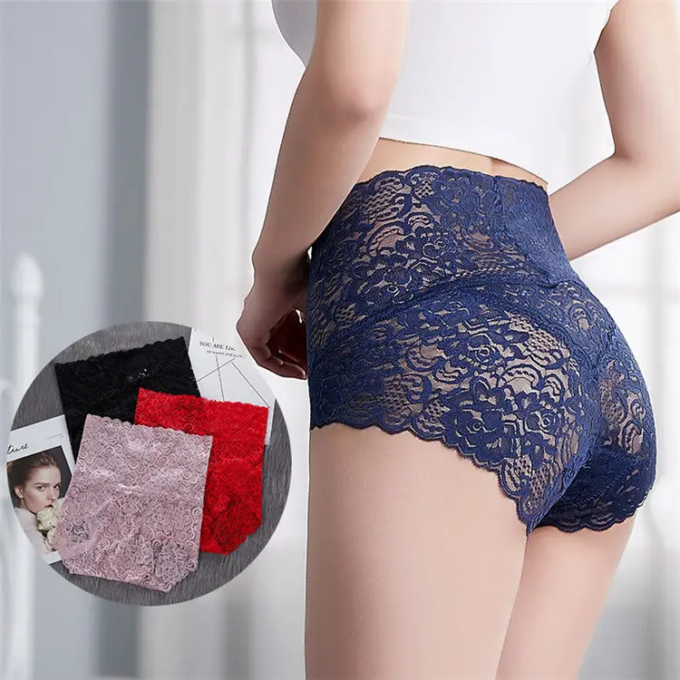 Cheap Mature Women Womans High Waist Black Ladies Cotton Underwear Sexy Lace Panty Panties With Low Price