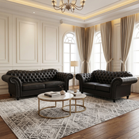 Ensemble de canapés Chesterfield en cuir postmoderne capitonné (2+3 places) – Luxe moderne pour salon de villa/maison