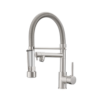 Robinet d'évier de cuisine poli, boucle à double sortie rotative à 360 degrés, surface à double sortie