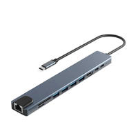 10 in 1 Aluminium Alloy USB-C Multiport Docking Station USB3.0 4K30Hz HDTV RJ45 Ethernet Pembaca Kartu SD/TF Hub Pengisian Daya PD100W Stok Tersedia