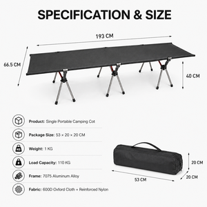 <span class=keywords><strong>Lit</strong></span> de camping <span class=keywords><strong>pliant</strong></span> léger en alliage <span class=keywords><strong>d</strong></span>'aluminium, <span class=keywords><strong>lit</strong></span> simple réglable en hauteur pour la sieste en camping - Product Image 4