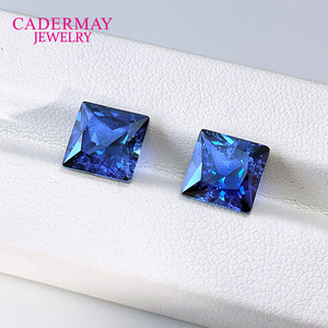 Cadermay Synthetic Sapphire Gemstone Square 5x5mm To 10x10mm Cornflower Blue For Jewelry Making - Product Image 1