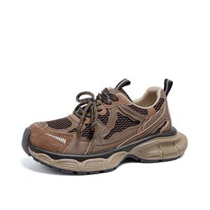 Chaussures de <span class=keywords><strong>papa</strong></span>, chaussures de sport pour femmes, couleurs mélangées, mode rétro, semelle épaisse, sangle augmentant la taille, coupe basse, noir gris - Product Image 2