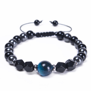 Bracciale Intrecciato con Pietre <span class=keywords><strong>di</strong></span> <span class=keywords><strong>Occhio</strong></span> <span class=keywords><strong>di</strong></span> <span class=keywords><strong>Tigre</strong></span> da 12MM e Pietre Nere da 8MM, Ultimo Stile <span class=keywords><strong>di</strong></span> Gioielleria Semplice e alla Moda - Product Image 6