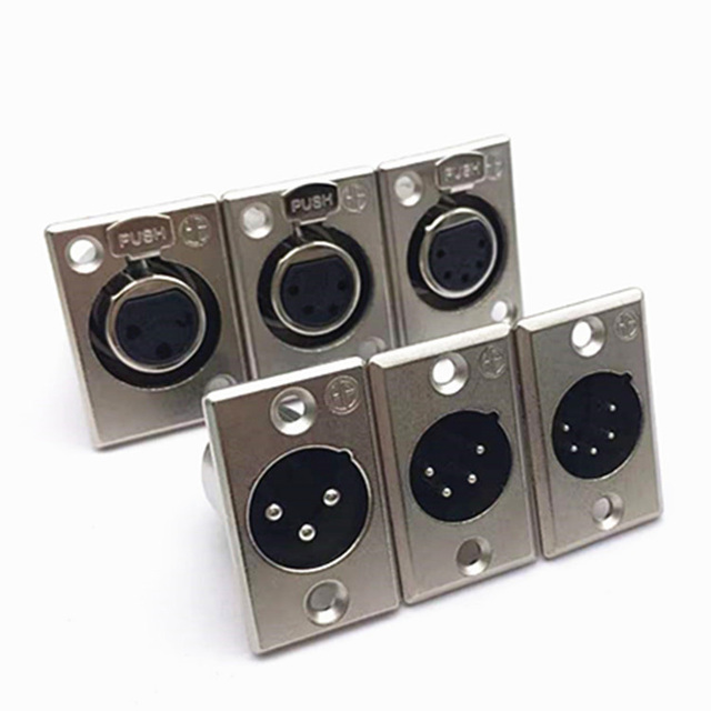 Xlr Socket Male Female Jack Connectors 3 Pin 4 Pin 5 Pin Metal XLR Speaker Panel Mount Socket Connector