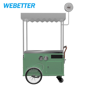 WEBETTER-Carrito de comida para café, <span class=keywords><strong>hamburguesas</strong></span> empujadas a mano, carrito de café de flores comercial al aire libre con paraguas - Product Image 4