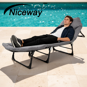 Cama Plegable para Camping con Personalización Ligera, Capacidad de Carga de 180 kg, Color Gris Oscuro, Moderna, con Bolsillo, Sin Marco de Acero, Proporciona Comodidad - Product Image 1