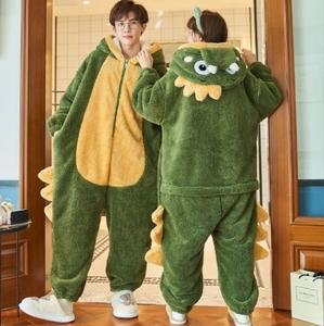 Amantes Pijamas Mujer invierno felpa Animal pijamas dibujos animados <span class=keywords><strong>dinosaurio</strong></span> nuevo grueso Coral terciopelo hombres hogar Animal onesies traje - Product Image 6
