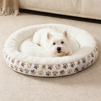 Lit pour chien en gros à faible MOQ, certifié OEKO-TEX et BSCI, confortable, en forme de donut, pour chien et chat, lavable