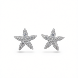 Pendientes de Diamantes Noa Starfish, Oro Blanco, Corte Brillante Redondo, Color D Natural, Lujosos, para Uso Diario de Mujer - Product Image 1